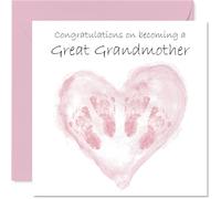 New Baby Girl Card for Great Grandmother - Twins Congrats Becoming - Well Done Congratulations Card for New Great Grandmother, 145mm Welcome To The World Greeting Cards