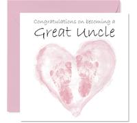 New Baby Girl Card for Great Uncle - Congrats Becoming - Well Done Congratulations Card for New Great Uncle, 145mm Welcome To The World Greeting Cards