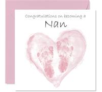 New Baby Girl Card for Nan - Congrats Becoming - Well Done Congratulations Card for New Nan, 145mm Welcome To The World Greeting Cards