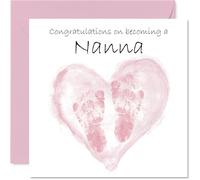 New Baby Girl Card for Nanna - Congrats Becoming - Well Done Congratulations Card for New Nana, 145mm Welcome To The World Greeting Cards