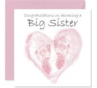 New Baby Girl Card for Sister - Congrats Becoming - Well Done Congratulations Card for New Sister, 145mm Welcome To The World Greeting Cards