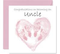 New Baby Girl Card for Uncle - Twins Congrats Becoming - Well Done Congratulations Card for New Uncle, 145mm Welcome To The World Greeting Cards