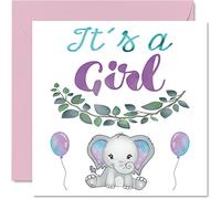 New Baby Girl Card - It's a Girl - Congratulations Baby Cards Newborn, Well Done Congrats New Cards, Welcome To The World Home Gifts, 145mm Greeting Cards for Parents
