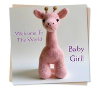 New Baby Girl Card - Welcome to the World Baby Girl - Beautiful Teddy Bear - New Baby, Birth - For a Special New Baby, Beautiful Newborn, Baby Girl