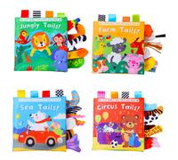 New Baby Toys Cartoon Animals Tail Baby Cloth Book Educational Ringed Paper Cloth Book Toys Enlightenment Baby Toys 0 12 Months sea 621