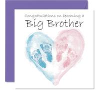 New Baby Unisex Card for Brother - Twins Congrats Becoming - Well Done Congratulations Card for New Brother, 145mm Welcome To The World Greeting Cards