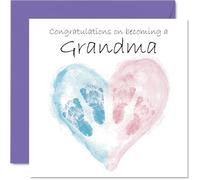 New Baby Unisex Card for Grandma - Twins Congrats Becoming - Well Done Congratulations Card for New Grandma, 145mm Welcome To The World Greeting Cards