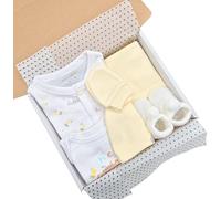 New Baby Unisex Clothing Gift Hamper Gender Neutral White/Beige/Yellow (Various Designs) (0-3 Months, G/Wrap: Bumble Bee)