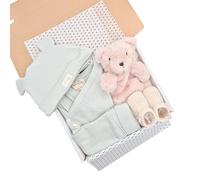 New Baby Unisex Clothing Gift Hamper Gender Neutral White/Beige/Yellow (Various Designs) (0-3 Months, G/Wrap: Green & Ted)