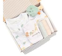 New Baby Unisex Clothing Gift Hamper Gender Neutral White/Beige/Yellow (Various Designs) (0-3 Months, G/Wrap: Turtles)