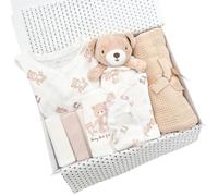 New Baby Unisex Clothing Gift Hamper Gender Neutral White/Beige/Yellow (Various Designs) (3-6 Months, G/Wrap: StarBear (8))