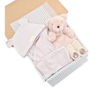 New Baby Unisex Clothing Gift Hamper Gender Neutral White/Beige/Yellow (Various Designs) (3-6 Months, G/Wrap: Beige & Ted)