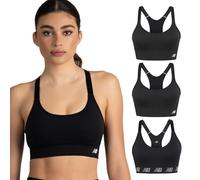 New Balance 3 Pack Keyhole Sports Bras for Women, Yoga Pilates Set, Cami Moisture Wicking, Sostén Deportivo, Black/Black/Black, M