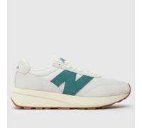 New Balance Unisex 370 in White/Green Suede/Mesh, size 7