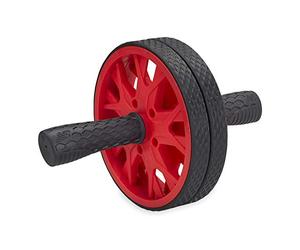 New Balance Ab Wheel - Abdominal Roller Trainer Non Skid Wheels with Sure-Grip Handles, Black/Red