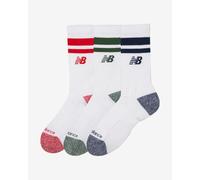 New Balance Active Lifestyle Striped Crew Socks White Blue Red Green (3 Pairs) - L