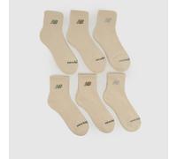 New Balance Ankle Embroidered Sock 6 Pack in Beige, Size: 9-11 UK 9-11