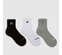 New Balance Ankle Socks 3 Pack in Black & Grey, Patch Logo, Size: 4-6.5 - Shock Absorbing UK 4-6.5