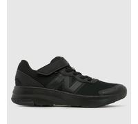 New Balance 578V1 Bungee Lace with Top Strap Sneaker, Black/Black, 1 UK Child