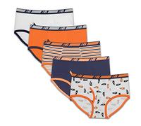 New Balance Boy's Briefs, Cotton Underwear 5-Pack, Team Navy/White/Stripes/Ginger Orange/Shoes, Large