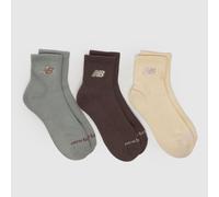 New Balance Embroidered Ankle Socks 3 Pack in Grey & Brown, Size: 9-11 UK 9-11