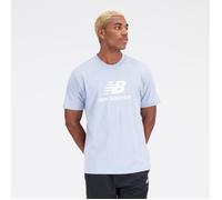 New Balance Essentials Stacked Logo SS Tee Blue for Men - Comfortable and Stylish Training T-Shirt