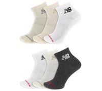 New Balance Everyday Crew Socks-6 Pairs-Cushioned Durable Reinforcement, Ankle-White Assorted, Medium