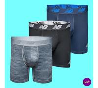 New Balance Men's 6" Boxer Brief Trunk Underpants Fly Front with Pouch Underwear 3-Pack, Black/Pigment/Steel Woodgrain, Medium