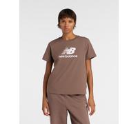 New Balance Jersey Stacked Logo Short Sleeve T-Shirt Brown White Women - S