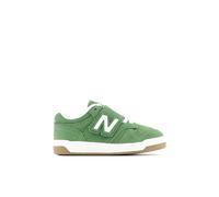 New Balance Kids' 480 NEW-B HOOK & LOOP in White/Green Suede/Mesh, size 9.5