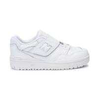 New Balance Kids' 550 Bungee Lace with Top Strap in White Leather, size 11.5
