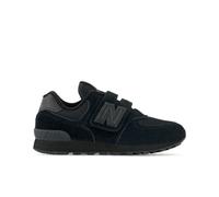 New Balance Kids' 574 Core Hook & Loop in Black Leather, size 10