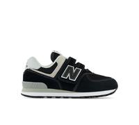 New Balance Kids' 574 Core Hook & Loop in Black/White Leather, size 2