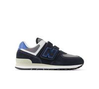 New Balance Kids' 574 HOOK & LOOP in Black/Blue Leather, size 10.5