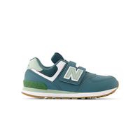 New Balance Kids' 574 HOOK & LOOP in Green Leather, size 13