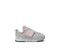 New Balance Kids 574 New-B Hook & Loop in Grey/Pink Synthetic, size 2.5
