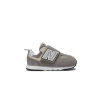 New Balance Kids' 574 New-B Hook & Loop in Grey/White Synthetic, size 4