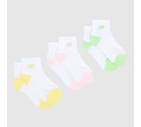 New Balance Kids Ankle Embroidered Socks in White & Yellow, Size: 12-1.5 UK 12-1.5