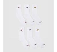 New Balance Kids Midcalf Socks 6 Pack in White & Brown, Logo Detail, Fabric, Size: 8.5-2 UK 8.5-2