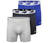 New Balance Men's 3" Performance No Fly Short Boxer Brief Trunks Underpants with Built in Pouch Support (3 Pack), Black/Team Royal/Concrete, Medium