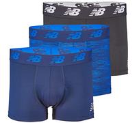 New Balance Men's 3" Performance No Fly Short Boxer Brief Trunks Underpants with Built in Pouch Support (3 Pack), Pigment/Pigment Woodgrain/Black, Medium