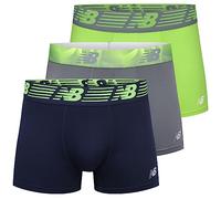 New Balance Men's 3" Performance No Fly Short Boxer Brief Trunks Underpants with Built in Pouch Support (3 Pack), Hi-Lite/Steel/Vintage, X-Large