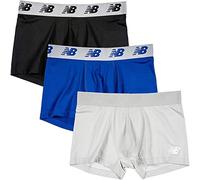 New Balance Men's 3" Performance No Fly Short Boxer Brief Trunks Underpants with Built in Pouch Support (3 Pack), Black/Team Royal/Concrete, X-Large