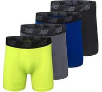 New Balance Men's 5" Performance No Fly Boxer Brief Underwear (4 Pack), Black/Hi-lite/Team Royal/Lead, XXL