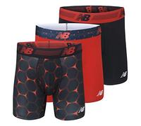 New Balance Men's 6" Boxer Brief Fly Front with Pouch, 3-Pack, Team Red/Black/Team Red Viper, Small