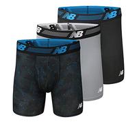 New Balance Men's 6" Boxer Brief Trunk Underpants Fly Front with Pouch (3 Pack), Black/Steel/Ghost Camo, Medium