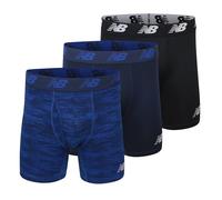 New Balance Men's 6" Boxer Brief Trunk Underpants Fly Front with Pouch, 3-Pack, Pigment/Pigment Woodgrain/Black, X-Large