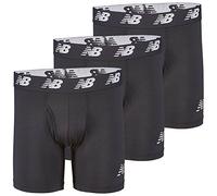 New Balance Men's 6" Boxer Brief Trunk Underpants Fly Front with Pouch Underwear 3-Pack, Black/Black/Black, Large