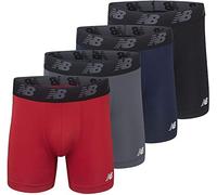New Balance Men's Big & Tall Performance 5" No Fly Boxer Brief (4-Pack), Pigment/Team Red/Lead/Black, 3XL (48"-50")