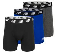 New Balance Men's Boxer Briefs 5" No Fly Cotton 3 Pieces, Black/Blue/Dark Heather, M, Black/Blue/Dark Heather, M